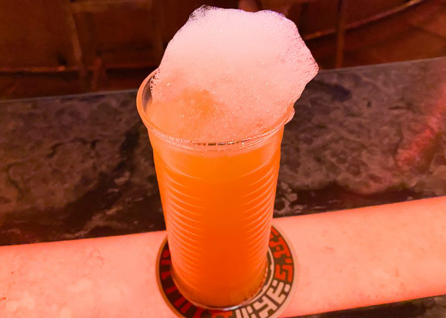 Picture of a fuzzy tauntaun drink with its signature foamy top.